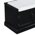 ZUN Storage Bench with 2 Drawers and 2 Cabinets, Shoe Bench with Removable Cushion for Living Room, 52471490