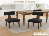 064-Set of 2 Linen Fabric Modern Armless Dining Chairs With Curved backrest and Solid Wooden Legs 32175653
