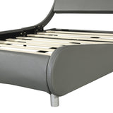 ZUN Faux Leather Upholstered Platform Bed Frame, Curve Design, Wood Slat Support, No Box Spring Needed, W2297P195398