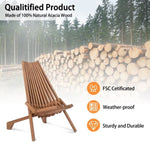 ZUN Wood Folding Chair for Outdoor, Low Profile Acacia Wood Lounge Chair for Balcony Porch Backyard 94352873