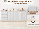 White Buffet Sideboard Cabinet, 3 Drawers & 3 Shutter Door Cabinets, Abundant Storage Space 88598121