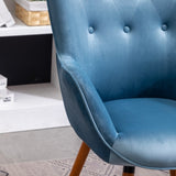 ZUN Doarnin Contemporary Silky Velvet Tufted Button Back Accent Chair, Blue T2574P164266