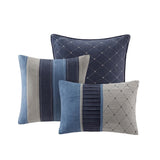 7 Piece Microsuede Comforter Set Navy Queen B03596800