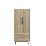 Density board pasted with triamine 9398-1 oak color black copper feet 2 doors 2 drawers with clothes 83228701