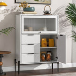 ZUN Sideboard with 3 Drawers ,1 door and 1 glass Door Wood Cabinet with Storage for Kitchen, Dining W409P153983