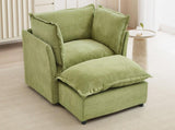 Modern Armchair Sofa 47" Cozy Upholstered Sofa Chair with Movable Ottoman, Wide Seat, Curved N719P292695F