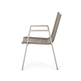 ZUN Outdoor Modern Aluminum Dining Chair with Rope Seat , Silver and Taupe 64679.00SIL