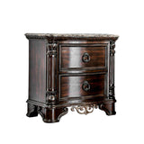 Genuine Marble Top Nightstand with 2 Drawers, Brown Cherry B016P251479