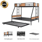 ZUN Metal Twin over Full Bunk Bed with Trundle/ Heavy-duty Sturdy Metal/ Noise Reduced/ Safety 24920841