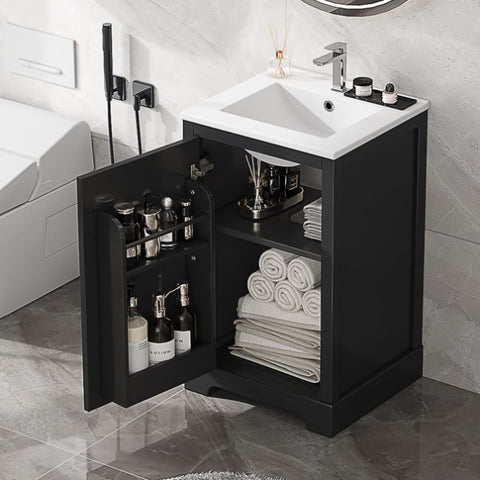 ZUN 20" Bathroom Vanity with Sink, Bathroom Cabinet with Soft Closing Door, Storage Rack and Adjustable N725P194160B