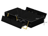 Modern Rectangular High Gloss Coffee Table for Living Room with Storage and Gold Base, 4 drawers, N735P350386B