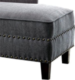 Gray Fabric Chaise / Bench Nailhead Trims Pillow Plush Comfort 1pc Chaise Living Room Furniture B011P305692