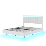 ZUN Queen Size Floating Bed Frame with LED Lights and USB Charging,Modern Upholstered Platform LED Bed WF308894AAK