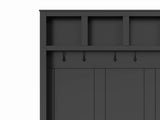 Farmhouse Wooden Hall Tree with 6 Hooks, Walnut Storage Bench with Adjustable Shelves, 4-in-1 39855592