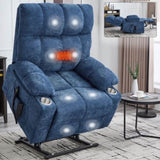 Blue Dual Motor Infinite Position Up to 350 LBS Chenille Power Lift Recliner Chair, Heavy Duty W3224P290205