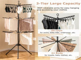 3-Tier Foldable Tripod Clothes Drying Rack with 24 Clips & 32 Rods, 70" Space Saving Laundry Dryer 51752244