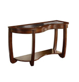 Dark Cherry 1pc Sofa Table Open Bottom Shelf Glass Insert Top Cocktail Table Living Room Furniture B011P246327
