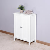 Bathroom Floor Storage Cabinet with Double Door Adjustable Shelf, White W40914886