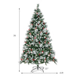 7ft Pre-Lit Christmas Tree - 70 Red Berries 70 Pine Cones, Changeable Lights & Auto-Stretching 16291170