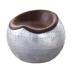 ZUN Retro Brown and Aluminum Ottoman with Saddle Seat B062P189148