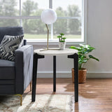 ZUN Living Room Coffee Table: Modern and stylish 24 inch round small coffee table, imitation marble W1781P178692