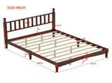 Queen Size Wood Platform Bed with Gourd Shaped Headboard,Retro Style Platform Bed with Wooden Slat 02255081