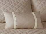 4 Piece Cotton Reversible Tailored Bedspread Set Khaki Queen B03597516