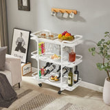 ZUN Painted Three-layer Bar Cart, With Wine Rack And Glass Holder, Suitable for Families And Small 52205153