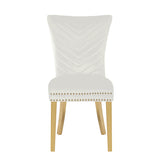 Eva 2 Piece Gold Legs Dining Chairs Finished with Velvet Fabric in Beige B00960895
