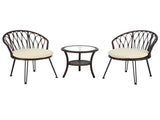 Outdoor Leisure Set, 2 Rattan Single Chairs with A Glass Round Table, Perfectly Suited for N711P256422K
