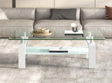 Tempered Clear Glass Coffee Table, 2-Layers Coffee Table Living Room Center Table W1718120236