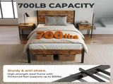 Metal Platform Bed Frame with Headboard & Footboard - No Box Spring Needed, 800LBS Sturdy Wooden 00747353