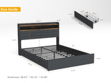 Queen Bed Frame with 4 Storage Drawers, Upholstered Platform Queen Size Bed Frame with Headboard, W2129P269873