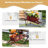 ZUN 2 In 1 Wheelbarrow Planter,Wooden Wagon Planter with 9 Magnetic Accessories for Garden Yard 42531482