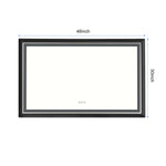 ZUN 48x30 Inch LED Frontlit Bathroom Mirror with Metal Frame, Wall Mounted Vanity Mirror with Smart 72780290