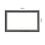 ZUN 48x30 Inch LED Frontlit Bathroom Mirror with Metal Frame, Wall Mounted Vanity Mirror with Smart 72780290