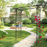 Metal Garden Arch L80.3'' x W20.47'' x H81.1'' Climbing Plants Support Rose Arch Outdoor Black W1586P148590