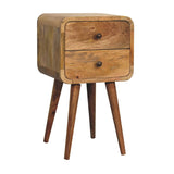 Artisan Furniture Solid Wood Mini Oak-ish Curved nightstand B182P280774