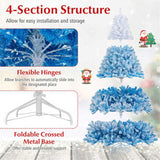 8ft Flocked Christmas Tree - 1774 Branch Tips, Fireproof PVC, 4-Section Assembly, 22" 04393465