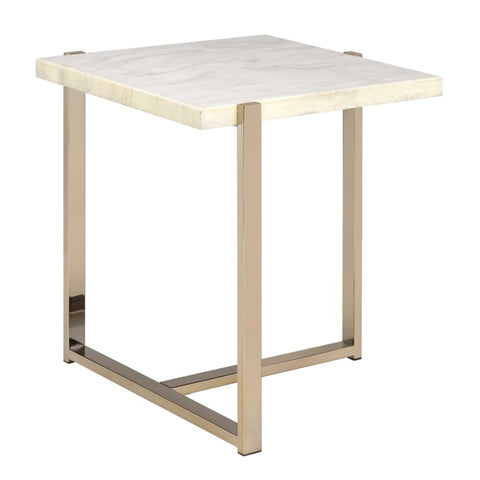 ZUN White and Champagne Rectangular End Table B062P181384