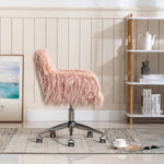 ZUN Modern Faux fur home office chair, fluffy chair for girls, makeup vanity Chair 66253460