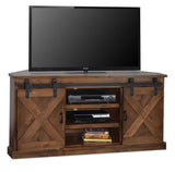 ZUN 66 inch Corner TV Stand for TVs up to 80 inches, No Assembly Required, Aged Whiskey Finish B108P160157