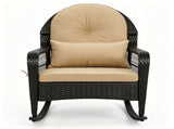 Heavy Duty PE Wicker Patio Rocking Chair 400LBS, Outdoor Rocker with Removable Washable Sponge 00723575