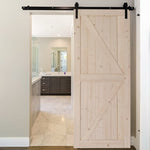 ZUN 36 in. x 84 in. Unfinished Sliding Barn Door with 6.6FT Barn Door Hardware Kit & Handle ,K 87386193