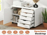 5-Drawer Rolling File Cabinet on Wheels, Wood Printer Stand with Storage Drawers for Home Office, 01596415