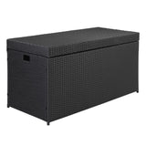 ZUN Simple And Practical Outdoor Ratton Deck Box Storage Box Black Four-Wire 73313888