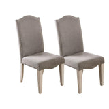 Transitional Style Antique White Frame Set of 2pc Side Chairs Gray Fabric Parson Chair Camel Back B011P208978