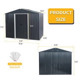 ZUN 8ft x 6ft Outdoor Metal Storage Shed with Floor Base,Black W540P175677