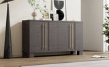TREXM Wood Traditional Style Sideboard with Adjustable Shelves and Gold Handles for Kitchen, Dining N715P232696N