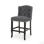 ZUN Vienna Contemporary Fabric Tufted Wingback 27 Inch Counter Stools, Set of 2, Charcoal and Dark Brown 64855.00CHAR